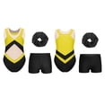 thumbnail image 6 of Aislor Kids Girls Sleeveless Gymnastics Leotards with Athletic Shorts and Hair Band Ballet Dance Outfits Yellow 10, 6 of 7