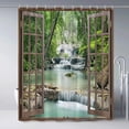 thumbnail image 3 of Tropical Forest Waterfall Shower Curtain - Spring Nature Green Tree Jungle Rainforest River Stone Landscape, Fabric Bathroom Decor Set with Hooks, 70Wx70H Inch, Adds a Vibrant and Refreshing Atmospher, 3 of 6