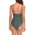 thumbnail image 3 of Sngxgn Women's Swimsuit Plunge Neckline Cutout Criss Cross Bathing Suit(Green,XL), 3 of 9