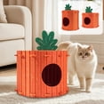 thumbnail image 1 of Fieltro en forma de zanahoria para cama de gato, resistente a arañazos, resistente a masticaciones, diseño cerrado, lavable, calor para todas las estaciones, reductor de ruido, 40x36cm, naranja, 1 of 6