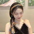 thumbnail image 4 of Bandeau Long Queue de Cheval Noué Vintage Accessoire Cheveux Orange, 4 of 8