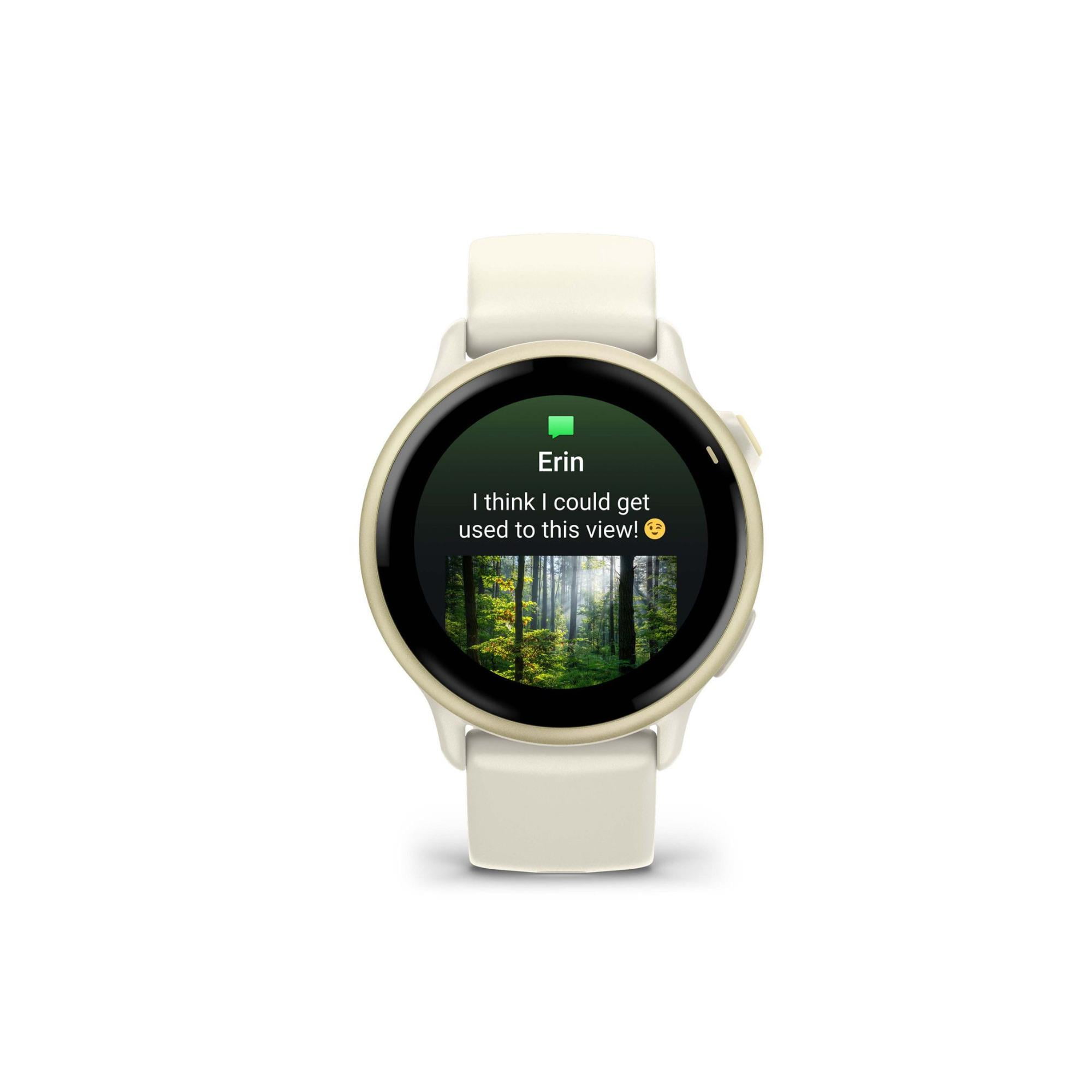 Garmin vivoactive 6 Smartwatch (Lunar Gold/Bone Band) Bundle with Fitness and Wellness Plus Software and Tempered Glass