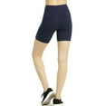 thumbnail image 3 of Women Athletic Workout Biker Yoga Running Jogging Legging Cotton Shorts Tights 15" Length, Navy 3X-Large, 1 Pack, 3 of 4