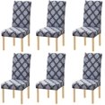 thumbnail image 1 of Printed Dining Chair Slipcovers Removable Washable Soft Spandex Elastic Installation Chair Protector Banquet Chair Seat Cover for Hotel and Wedding Ceremony (Colour21, Set of 6), 1 of 6