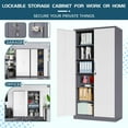 thumbnail image 2 of MIIIKO Metal Storage Cabinet with Locking Doors, White Grey 72" Garage Lockable Steel Cabinets with 4 Doors and 5 Shelves for Home, Garage, Pantry Workshop Warehouse, 2 of 6