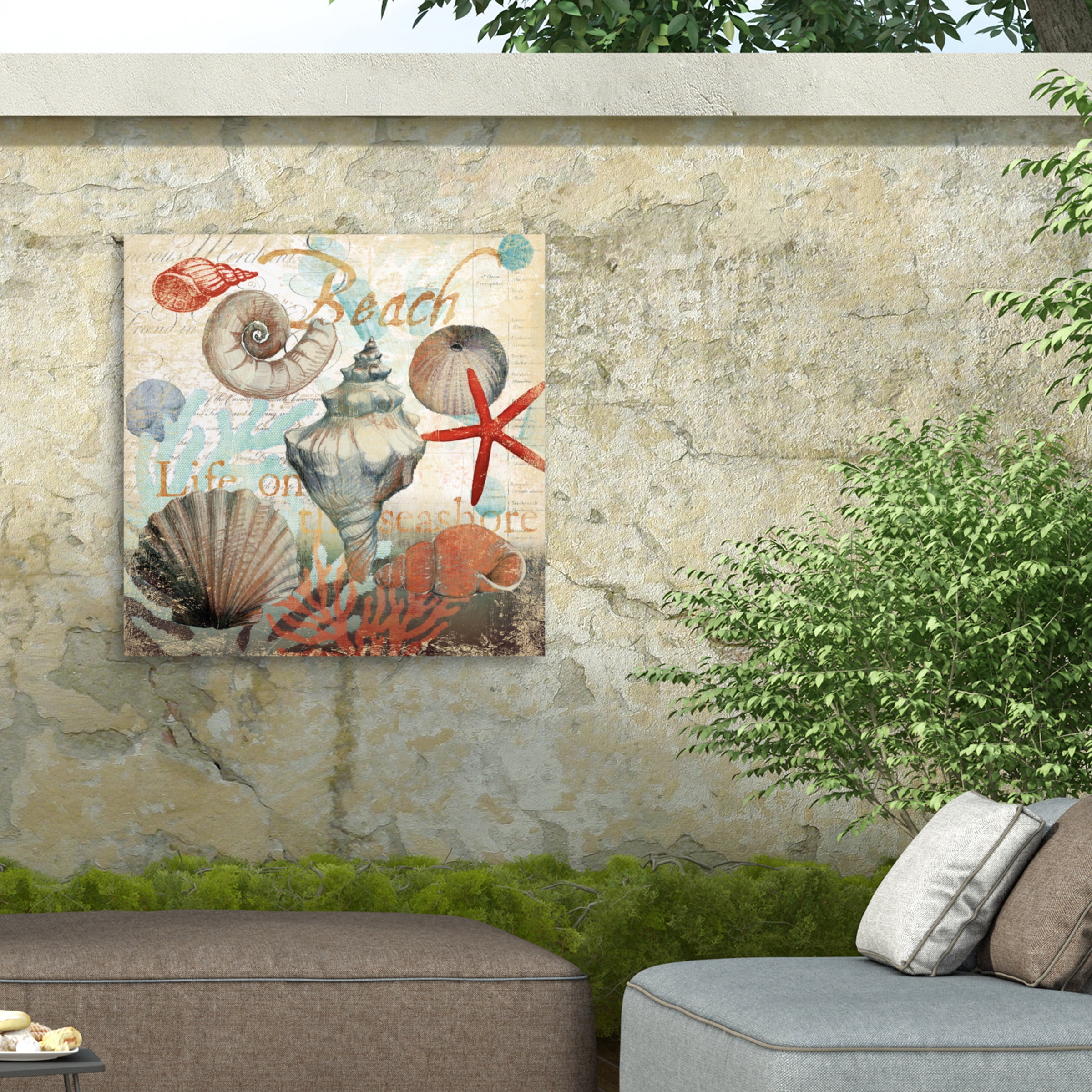Art Licensing Studio 'Shell Collector Beach' Outdoor Canvas 18x18