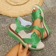 thumbnail image 2 of THDHVS Wedge Sandals for Women,Womens Sandals Dressy,Solid Color Women's Peep Toe Beach Sandals with Flat Wedge Heel Green, 2 of 10