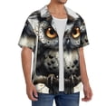thumbnail image 2 of Yiaed Whimsical Owl On Branch Print Mens Casual Wrinkle Free Shirts Short Sleeve Button Down Summer Stretch Dress Shirt-Large, 2 of 5