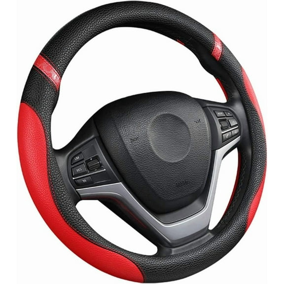 Steering Wheel Cover for Women Leather Universal Steering Wheel Cover for Car 15 inch (Red)