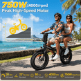 thumbnail image 3 of Folding Electric Mountain Bike for Adults, 750W/1500W Peak Motor, 48V 25Ah UL2849 Battery, 20"×4.0 Fat Tire, 7-Speed Off-Road E-Bike, 3 of 10