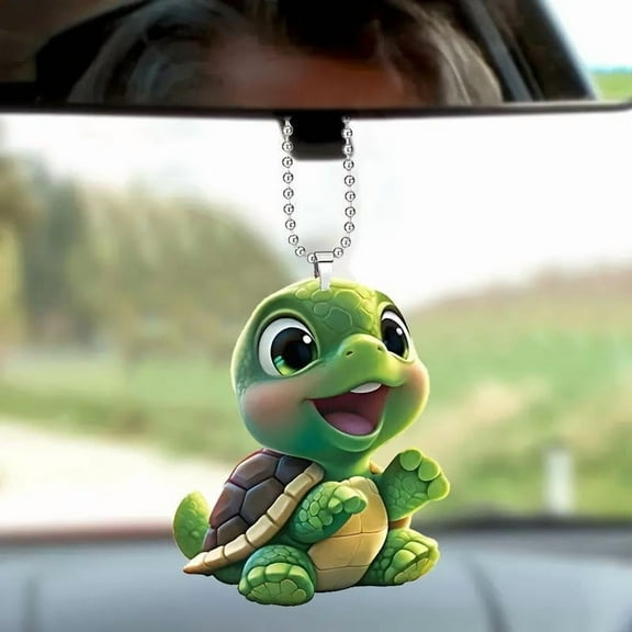 Sea Turtle Acrylic Charm - Ocean-Themed Car Mirror & Backpack Decor, Elegant Christmas Gift with Detailed Aquatic Design (2D Flat Hanging)