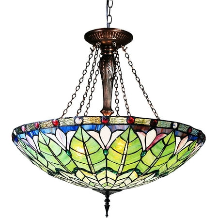 

RADIANCE Goods Tiffany-Style Geometric Stained Glass Inverted Ceiling Pendant 28 Width