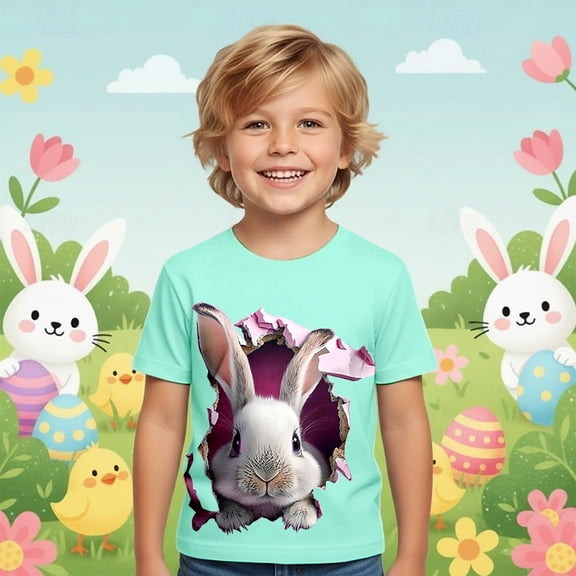 Gzbliryd Bunny Easter T-Shirt Eggs-Cavator Tees Rabbit Graphic Tees Easter T-Shirts Tops for Teen Boys Funny Lettering Graphic Tee Tops 2026 (Mint Green,1-2 Years)