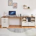 thumbnail image 7 of Farmhouse Style L-Shaped Executive Desk with File Cabinet - Wood Computer Desk Set with Charging Station, 7 of 7