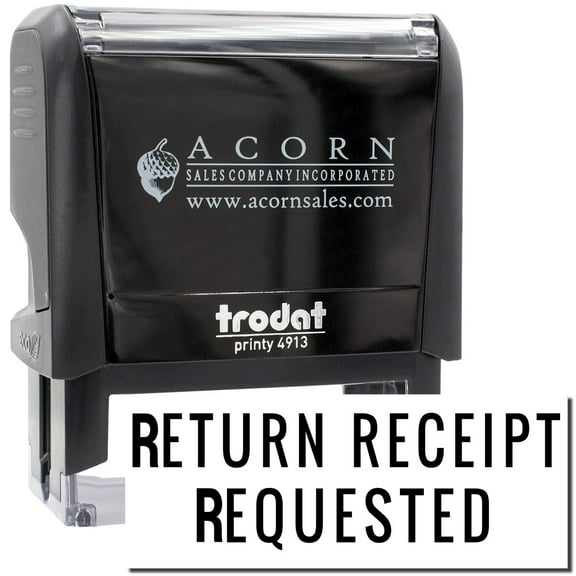 Large Self-Inking Narrow Font Return Receipt Requested Stamp, Trodat Printy 4913, Press and Print Stamping, Impression Size 7/8" x 2-1/4", Up to 10,000 Impressions - Black Ink