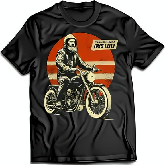 Men's Black T-Shirt with Vintage Motorcycle Graphic 'Old School Outlaw' Design