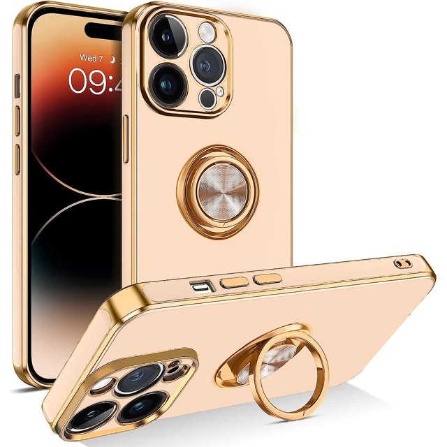 Funda para iPhone 14 Pro Max, delgada, ligera, soporte de anillo 360, soporte para coche, a prueba de golpes, para mujeres y hombres, funda protectora antideslizante para iPhone 14 Pro M