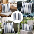 thumbnail image 4 of Throw Pillow Covers, Navy Blue Vertical Stripes 24x24 Pillow Covers for Couch/Sofa/Bed, Geometric Farmhouse Striped Decorative Square Linen Cushion Pillowcase for Home Decor, 4 of 9