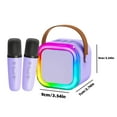 thumbnail image 2 of RUNJIG Mini Portable Karaoke Machine with Bluetooth Speaker 2 Wireless Microphones Lights Purple, 2 of 6