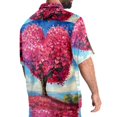 thumbnail image 4 of Men's Hawaiian Shirts and Shorts Set, Men's 2 Pieces Shirt Sets, Beach Outfits for Men, Pink Heart Tree Oil Painting Art, Mens Summer Outfits, 4 of 6