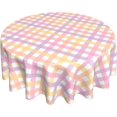 thumbnail image 1 of Spring Round Tablecloth 60 Inch Pink Plaid Easter Fabric Gingham Table Cloth Decorative Washable Spillproof Wrinkle Free Spring Multicolor Checkered Table Cover for Indoor Outdoor Home Decor Party, 1 of 6