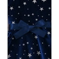 thumbnail image 6 of FAOWME Big Kids Girls Plush Dress Long Sleeve Star Print Ruffle Hem Bow Tie Belt Stylish Elegant Dresses For Autumn Winter Holiday Party Blue 3-4 Years, 6 of 7
