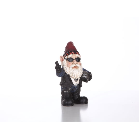 Hi-Line Gifts Male Biker Gnome with Sunglasses and Helmet Outdoor Garden Statue - 10.25"