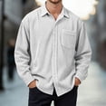 thumbnail image 2 of oqasdz Mens Corduroy Shirt Long Sleeve Shirt with Pockets Relaxed Fit Knit Button Up Office Top Stretch Soft Casual Outdoor, 2 of 4