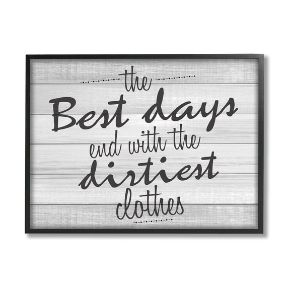 Stupell Industries Best Days Inspirational Bathroom Laundry Black And White Design Framed Giclee Texturized Art by Kimberly Allen