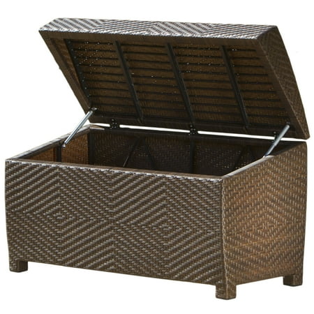 Noble House Brown Outdoor Wicker Storage Chest - Walmart.com