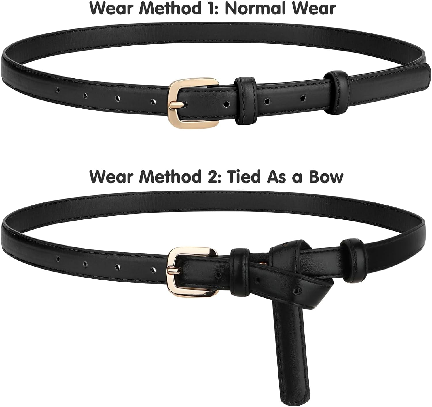 2667 Women Skinny Leather Belt For Dress Pants Jeans Ladies Thin Waist Women Skinny Leather Belt for Dress Pants Jeans Ladies Thin  main image 2