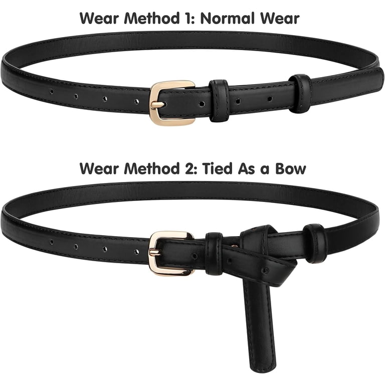 Women Leather Thin Belt for Dress Jeans Skinny Waist Belt  display picture 3