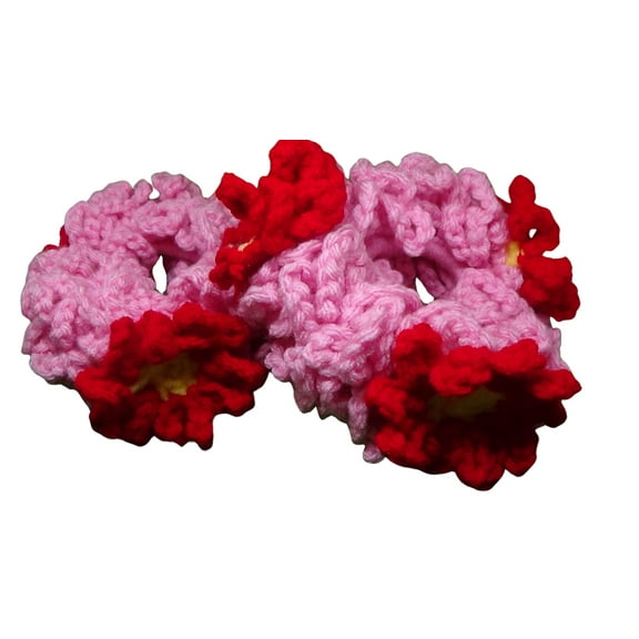 Nylo & Co. Floral Scrunchies in Pink/Red - Set of 2