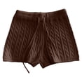 thumbnail image 4 of Arlun Womens Cable Knit Shorts Casual High Waist Drawstring Slim Fit Stretchy Yoga Shorts 2026 Spring and Summer Casual Soft Comfortable Solid Color Sweatshorts Coffee L, 4 of 4