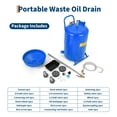 thumbnail image 2 of Réservoir d'Égouttage d'Huile Usée Portatif à Air – Capacité de 20 Gallons, Hauteur d'Entonnoir Réglable (38-65 Pouces), Acier Robuste, Roues à 360°, Valve de Régulation de Pression et Boîte à Outils – Bleu, 2 of 7