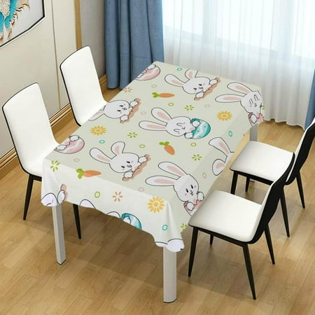 

Hyjoy Easter Bunny Egg Rectangle Tablecloth Spill-Proof Polyester Table Cloth Table Cover for Kitchen Dining Picnic Holiday Party Decoration 60x108 Inch