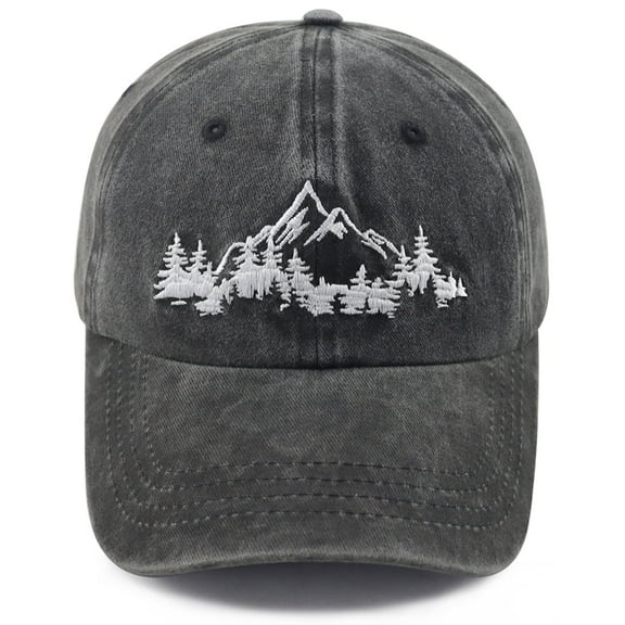 GzacDeope Mountain Trees Hat for Men Women, Funny Adjustable Cotton Embroidered Camping Hiking Explore Outdoor Baseball Cap