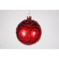 thumbnail image 1 of 120 mm. Boule d'Ornement Rouge avec Motif de Paillettes Rouges, 1 of 1