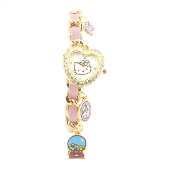 Hello Kitty Pink  and  Gold Charm Bracelet Analog Watch