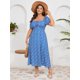 thumbnail image 3 of Vestido de verano de talla grande para mujer SCOMCHIC Azul Floral, 3 of 6