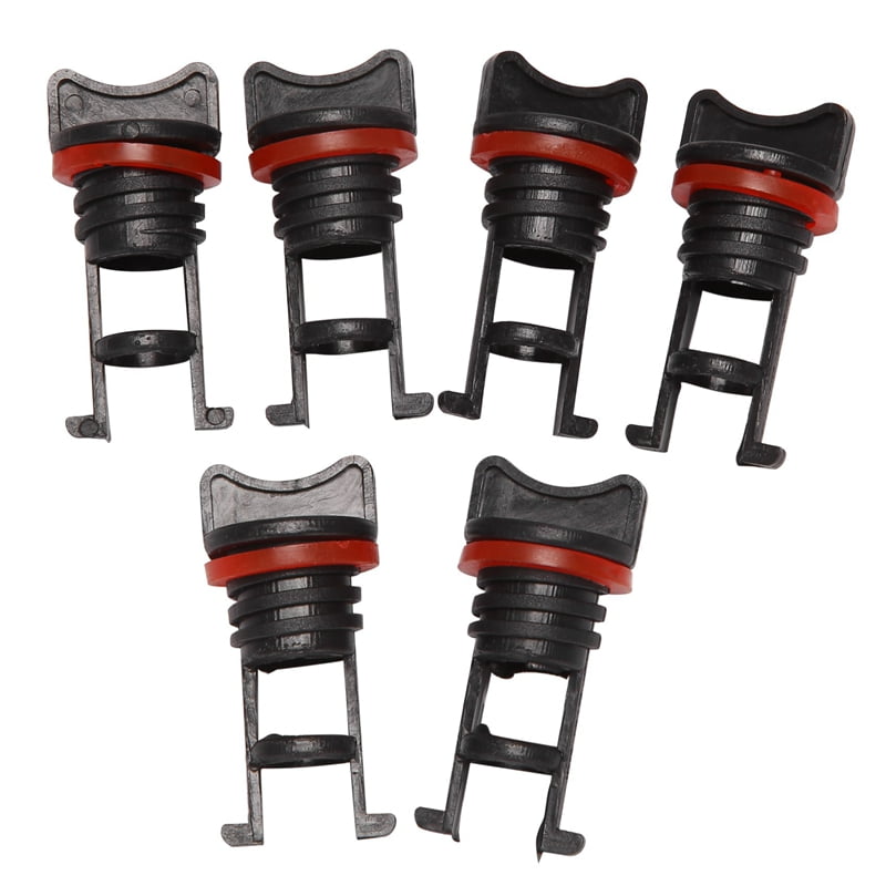 6 Pieces Plastic Hull Drain Plug Kit Kayak Canoe Boat Drain Holes Plugs