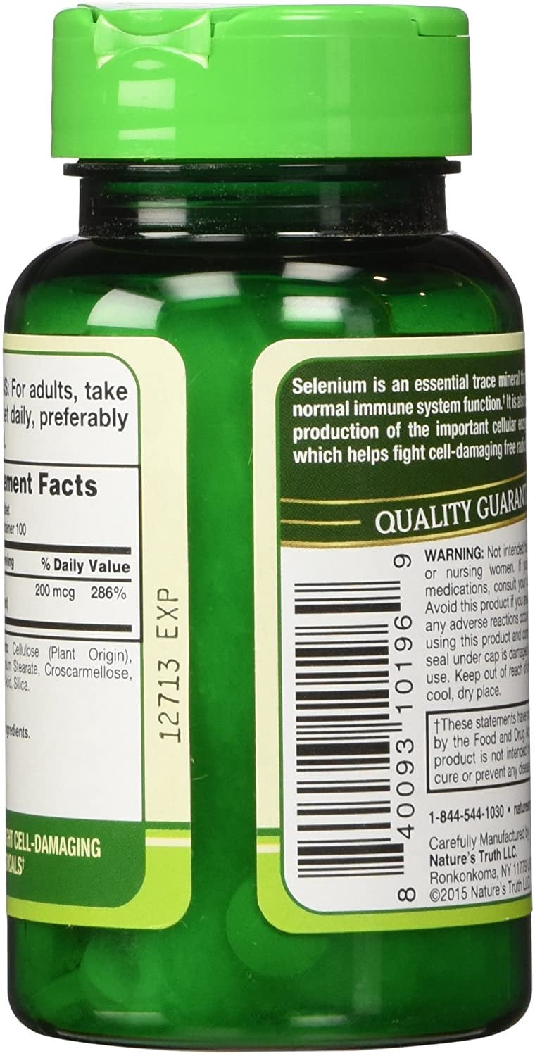 Nature's Truth High Potency Selenium 200 mcg Supplement, 100ct, 4-Pack