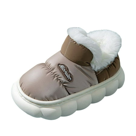 Quealent Back To School Toddler Boys Girls Winter Boots Kids Ruffle Dress Booties Fashion Chunky Side Zip Casual Shoes (Coffee 30)