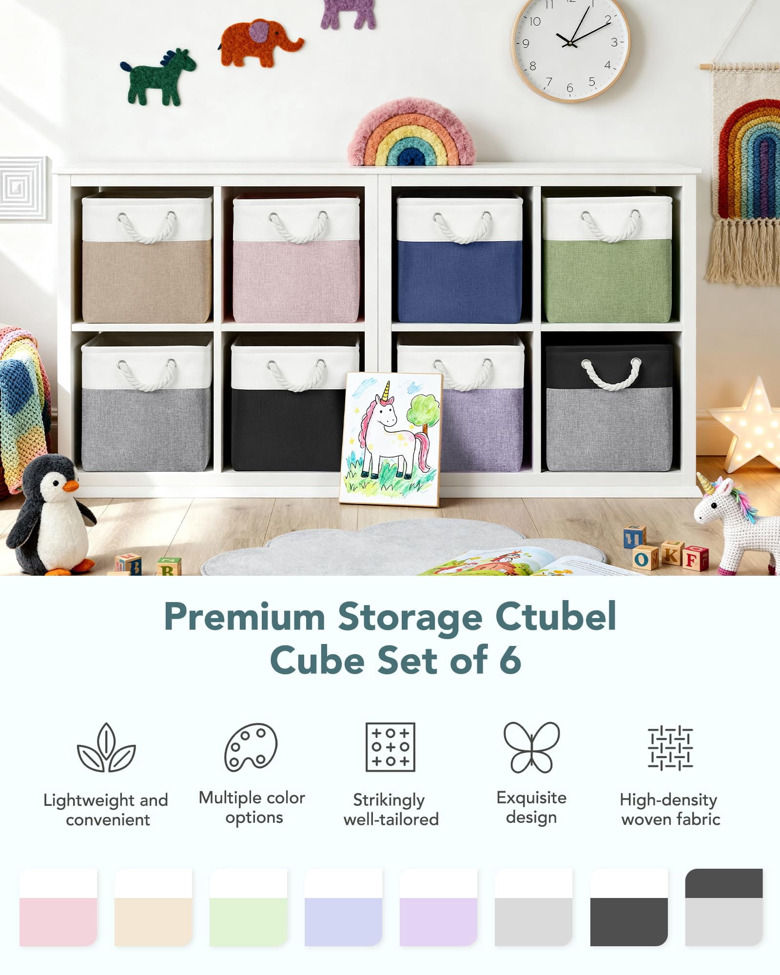12x12 Storage Cube Bins  6 Pack Reinforced Bottom Cardboard Foldable Box Organizer For Closet Shelves Heavy Home Baskets (black Gray)