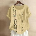 thumbnail image 4 of Birdeem Blouses pour Femmes Mode Imprimée Confortable Ample Manches Courtes Blouse Boutonnée Col Rond Décontracté, 4 of 12