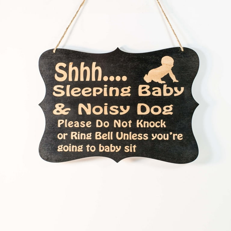 Shhh Sleeping Baby Door Sign 9x6.5in Painted Wood Shhh Sleeping Baby Door Sign 9x6.5in Painted Wood