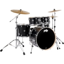 PDP PDMA2215KTBS Mainstage Drum Set with Hardware, Paiste Cymbals, Throne, Black Sparkle - 5 Piece