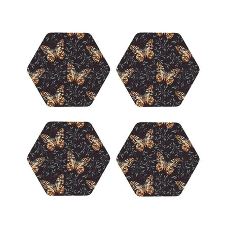 

Tideii Butterfly1 for Leather Coasters 4 Pieces Anti-fouling and Anti-scalding Decorative Coasters Suitable for Restaurants Kitchens Coffee Shops-Hexagon
