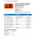 thumbnail image 2 of Front Left Turn Signal / Parking Light - Compatible with 2004 - 2006 Jeep Wrangler Sport Utility 2005, 2 of 2