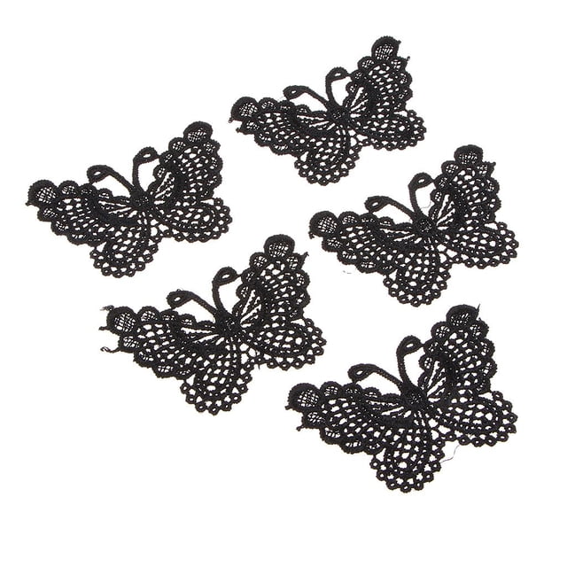 5 uds mariposa coser en apliques insignia vestido busto brilnte Negro Zulema parches de encaje